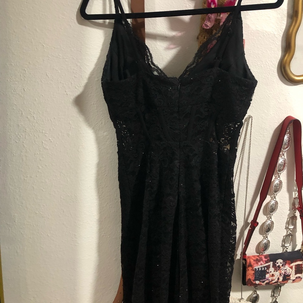 Morgan & Co. Black Lace Dress with Sheer Details